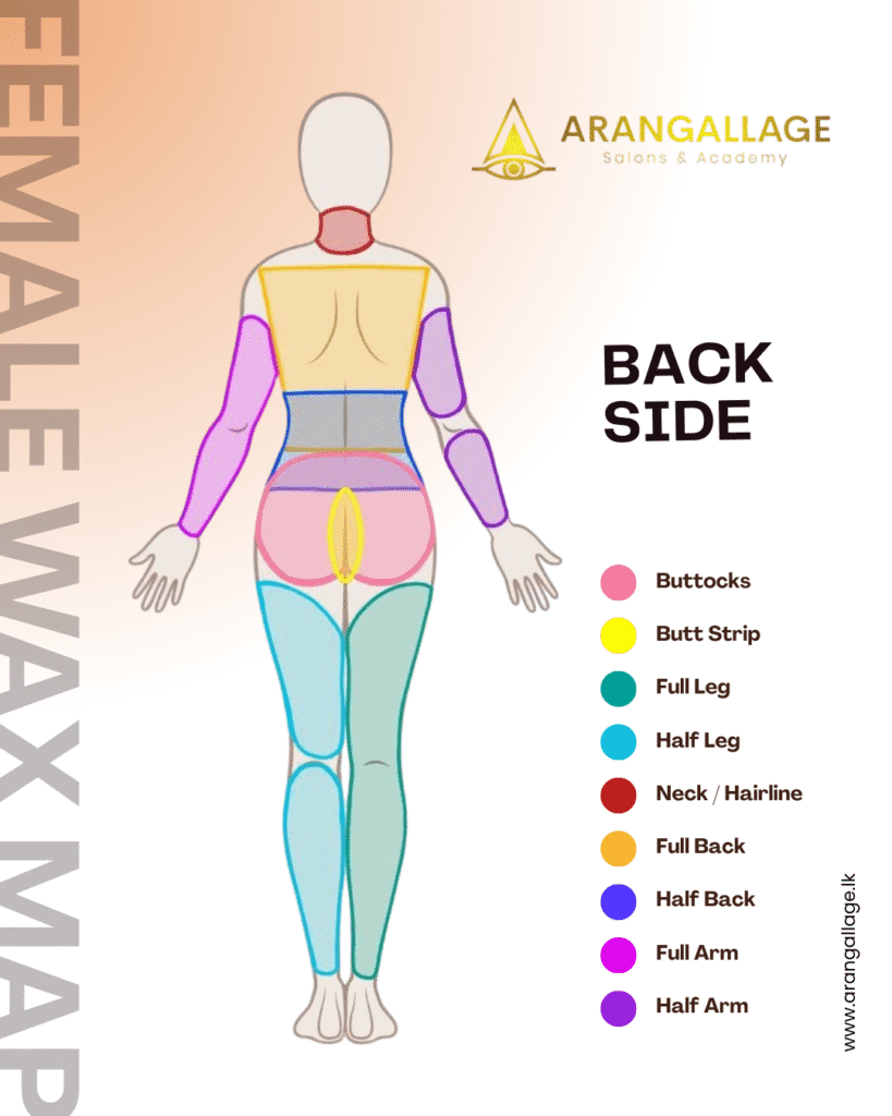 Arangallage Salon Female Wax Map - Back Side